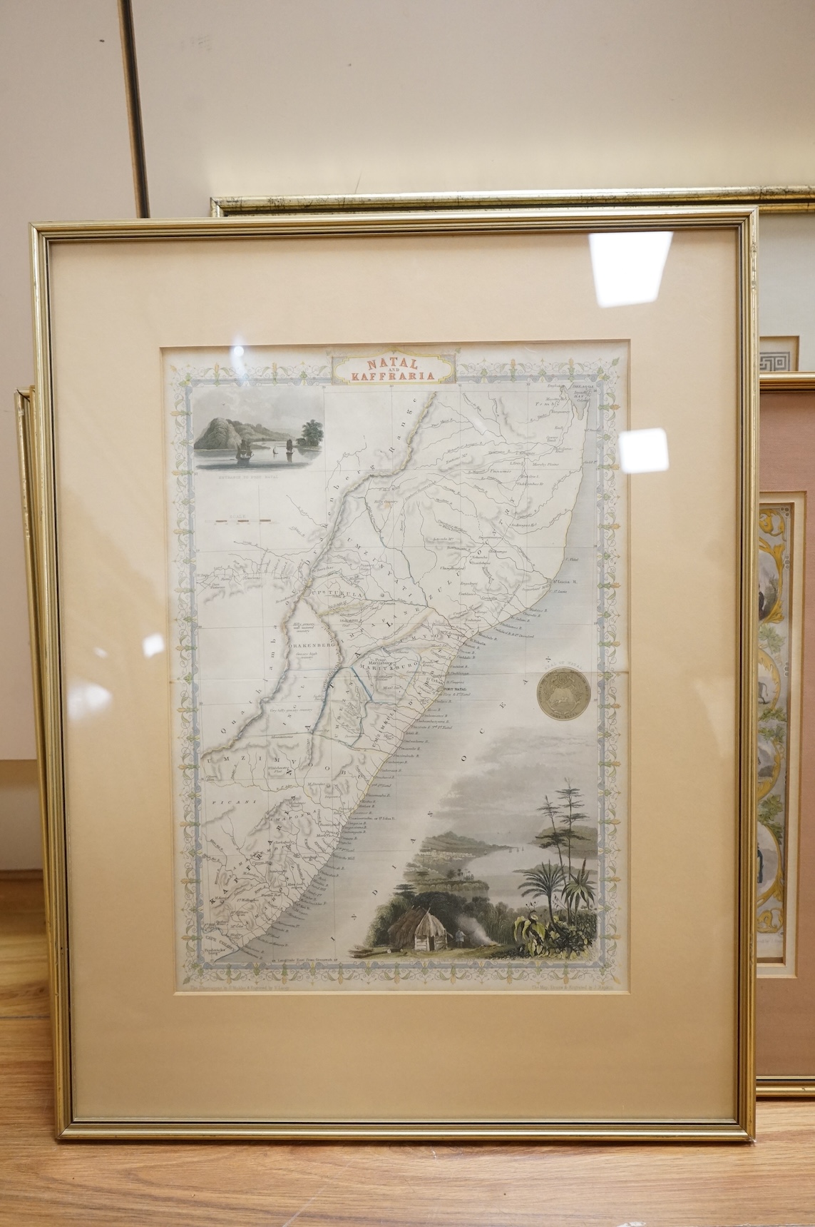 Twelve antique and later maps, to include Northern Africa from John Tallis's Illustrated Atlas published 1851, Natal and Kaffrari from the same atlas and one of Asia Minor, drawn and engraved by J. Rapkin